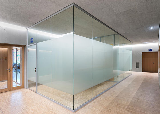 Office Glass Partition Single Glazed Frameless Or Framed Froested Glass Privacy With Frosted Film Finished