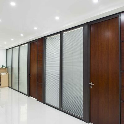 Sound Insulated Interior Removable Office Glass Partition Wood Wall Panel for Room Division