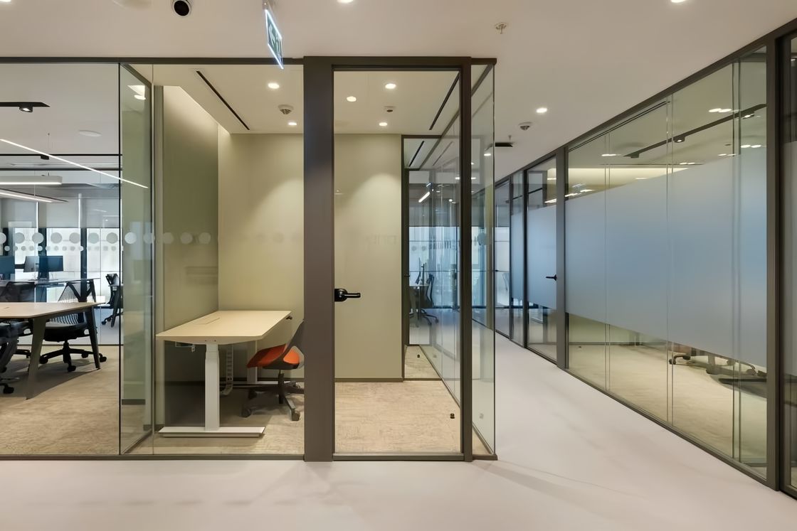 Customizable Aluminum Frame Glass Partition Wall 25-60mm Thickness