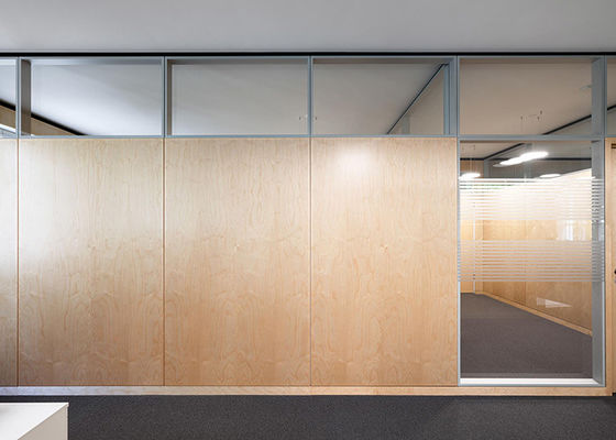 Sistema de parede divisória de vidro sólido cortado Melamina de aço HPL com porta